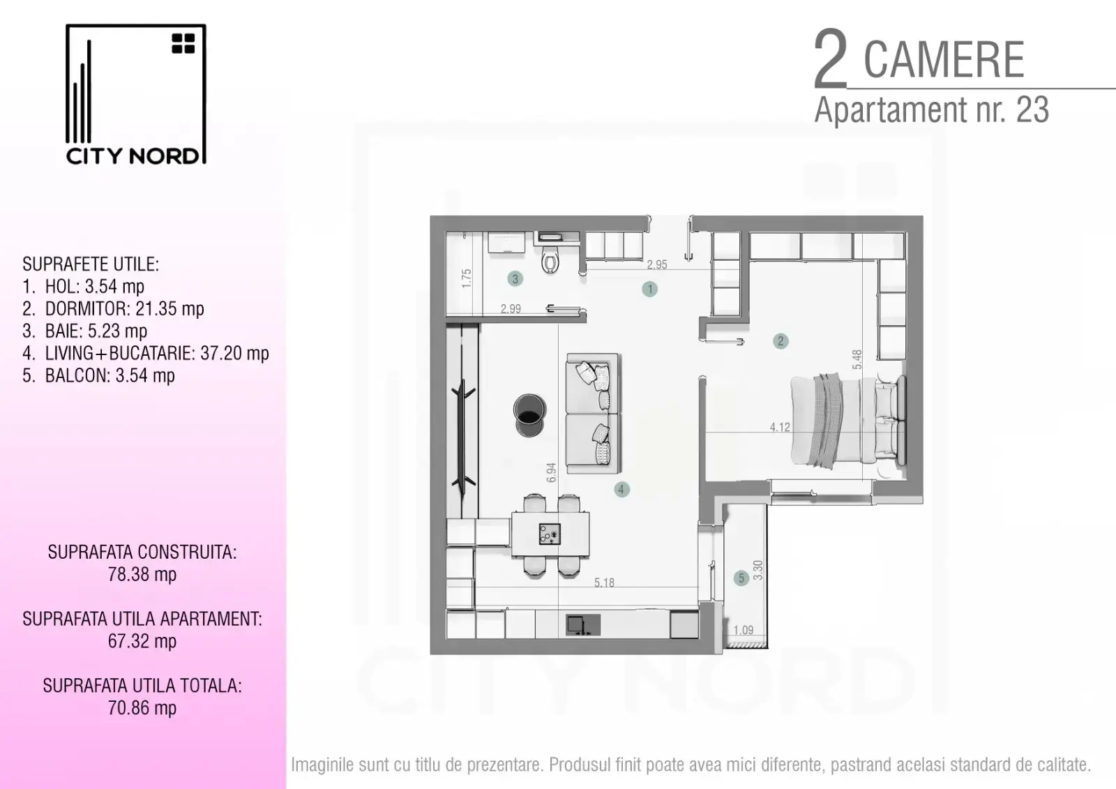 Plan apartament: Apartament 2 camere